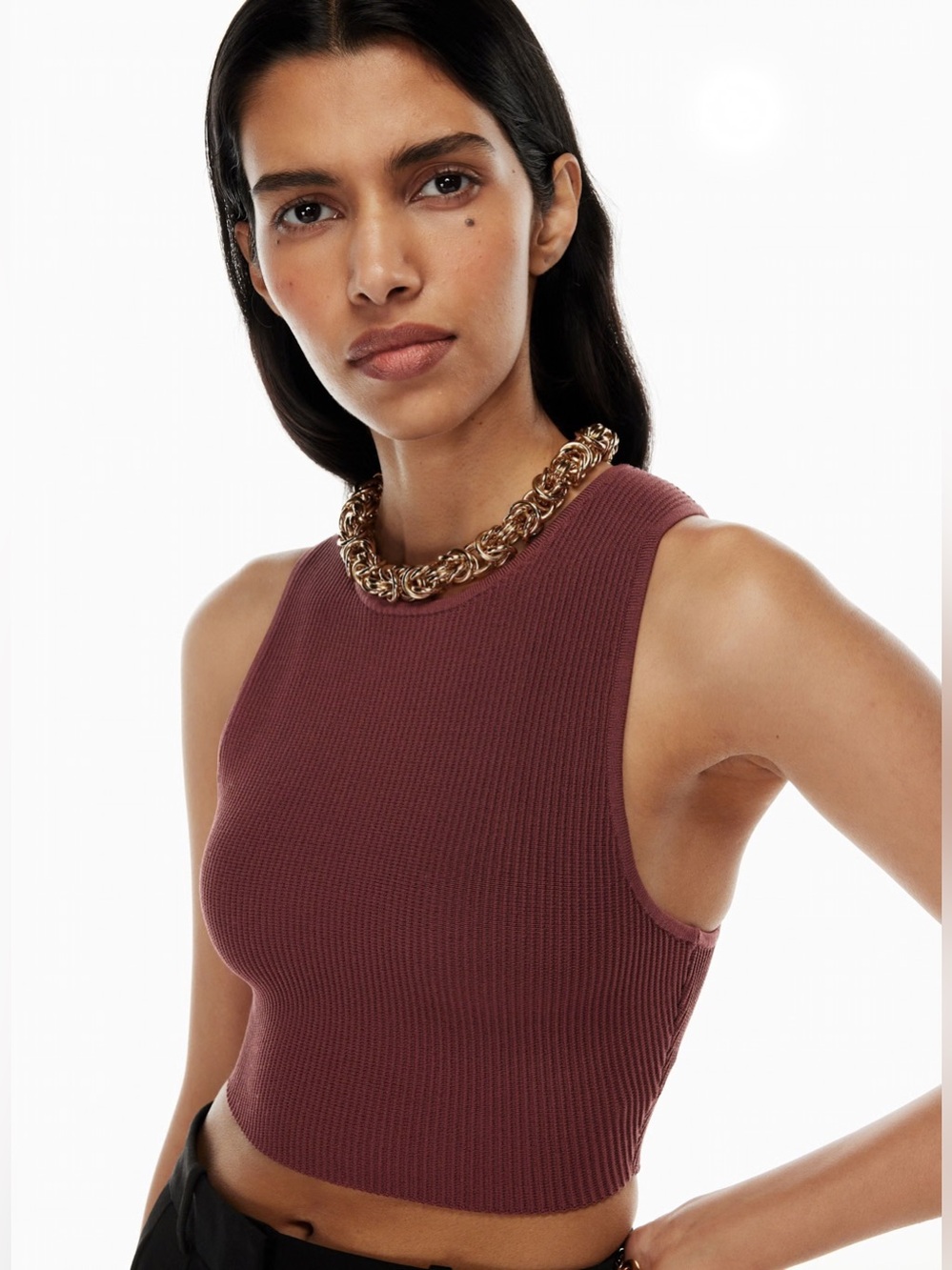 NWOT ARITZIA Babaton Sculpt Knit Racer Cropped Tank  | SMALL *rare color*